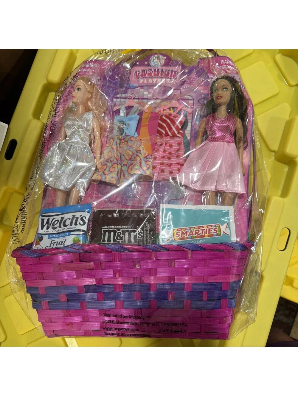 Toy Girl Dolls  Gift Basket Filled With Goodies And Dresses. New